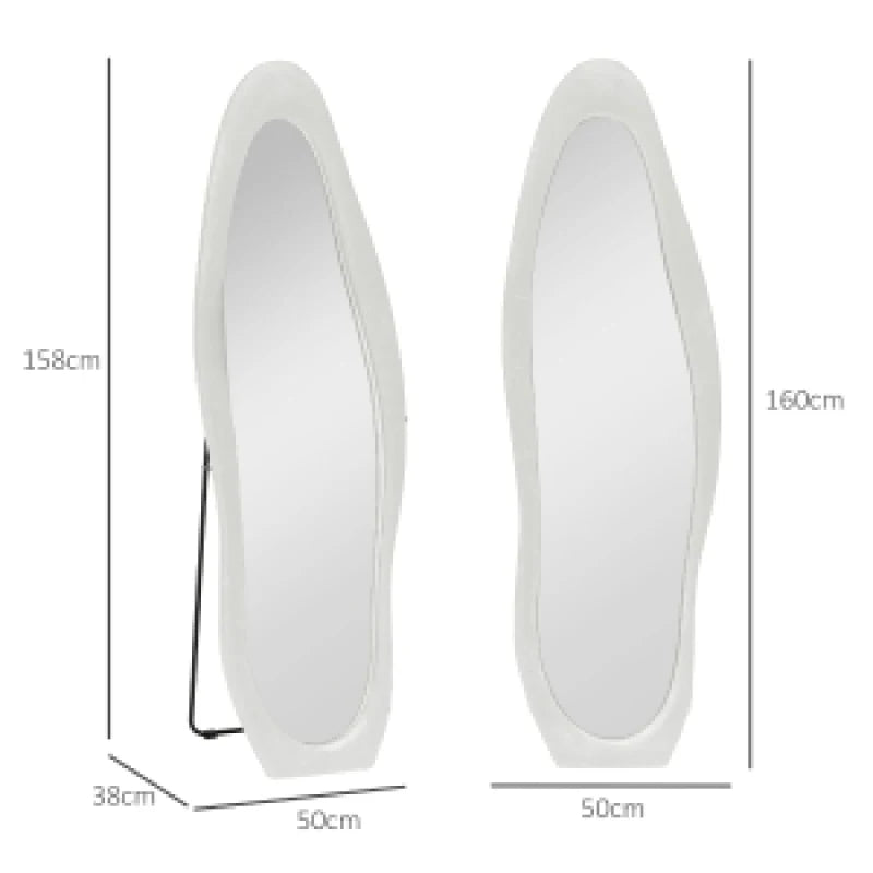 Miroir pleine longueur ondulé velours blanc