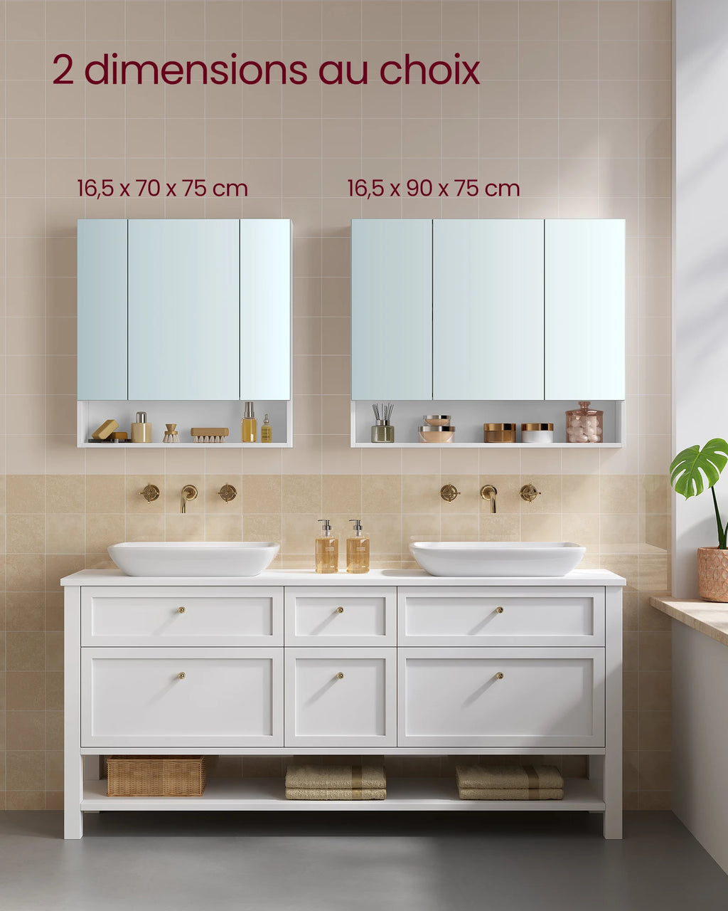 Armoire de toilette miroir VASAGLE