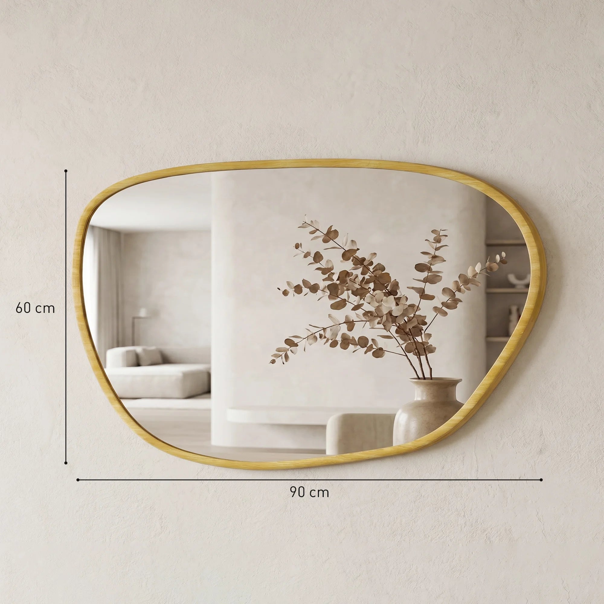 Miroir mural organique asymétrique