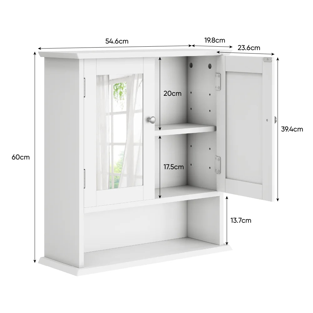 Armoire de toilette blanche étagère ajustable