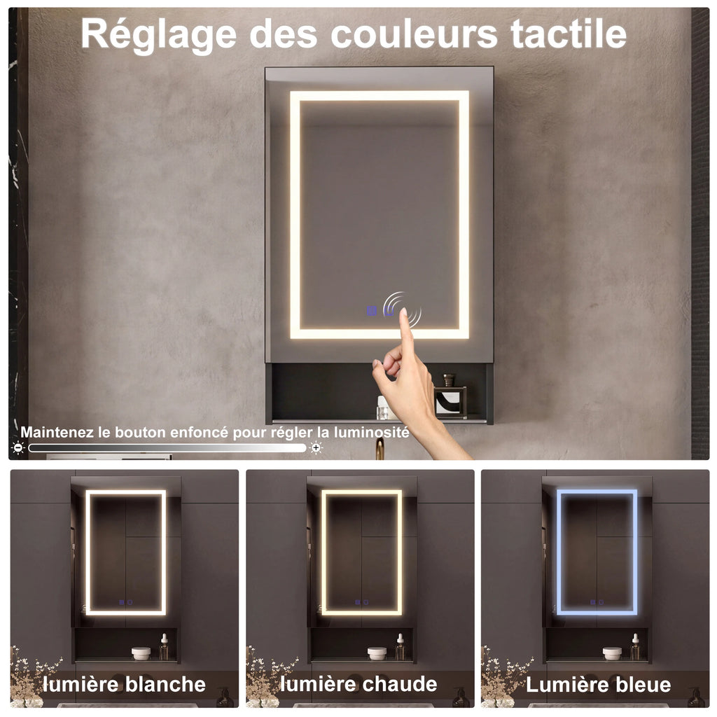 Armoire de toilette LED anti-buée blanche