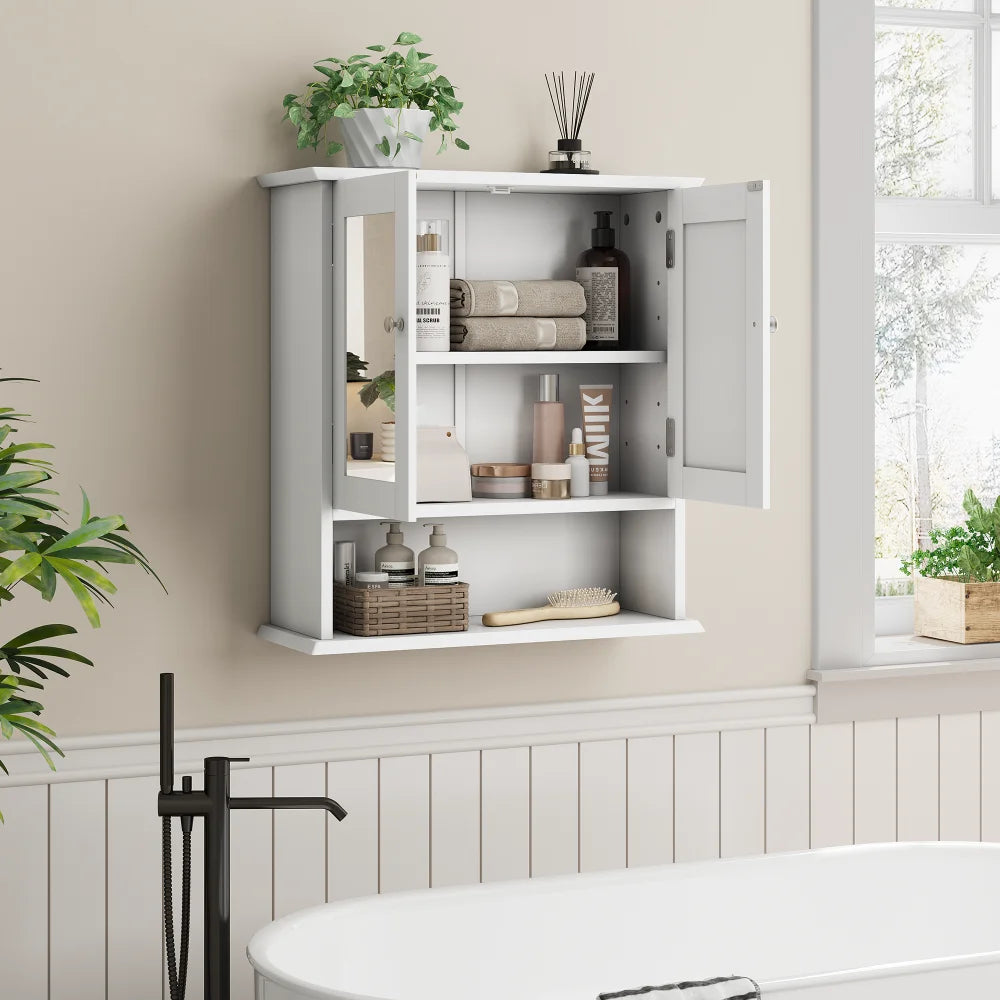 Armoire de toilette blanche étagère ajustable