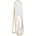 Grand miroir sur pied ovale doré