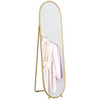 Grand miroir sur pied ovale doré