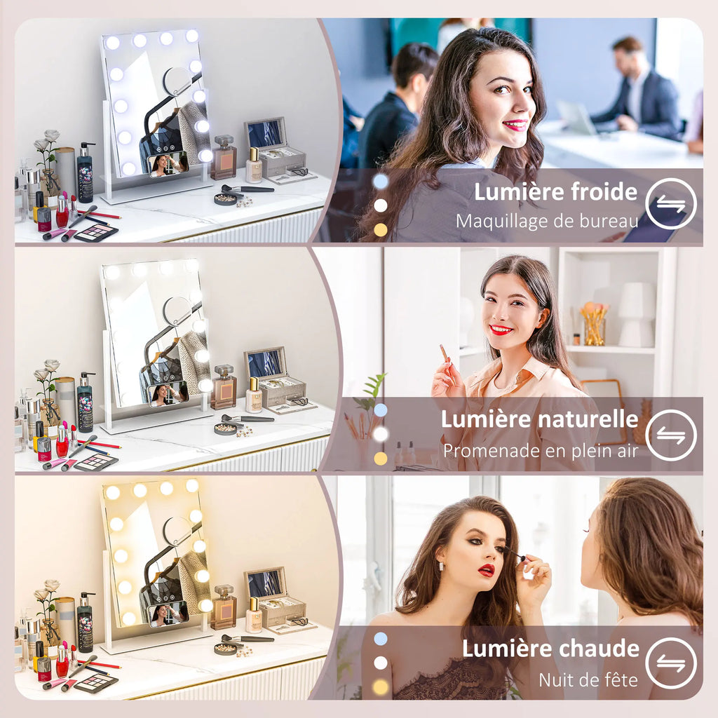 Miroir Hollywood LED grossissant x10