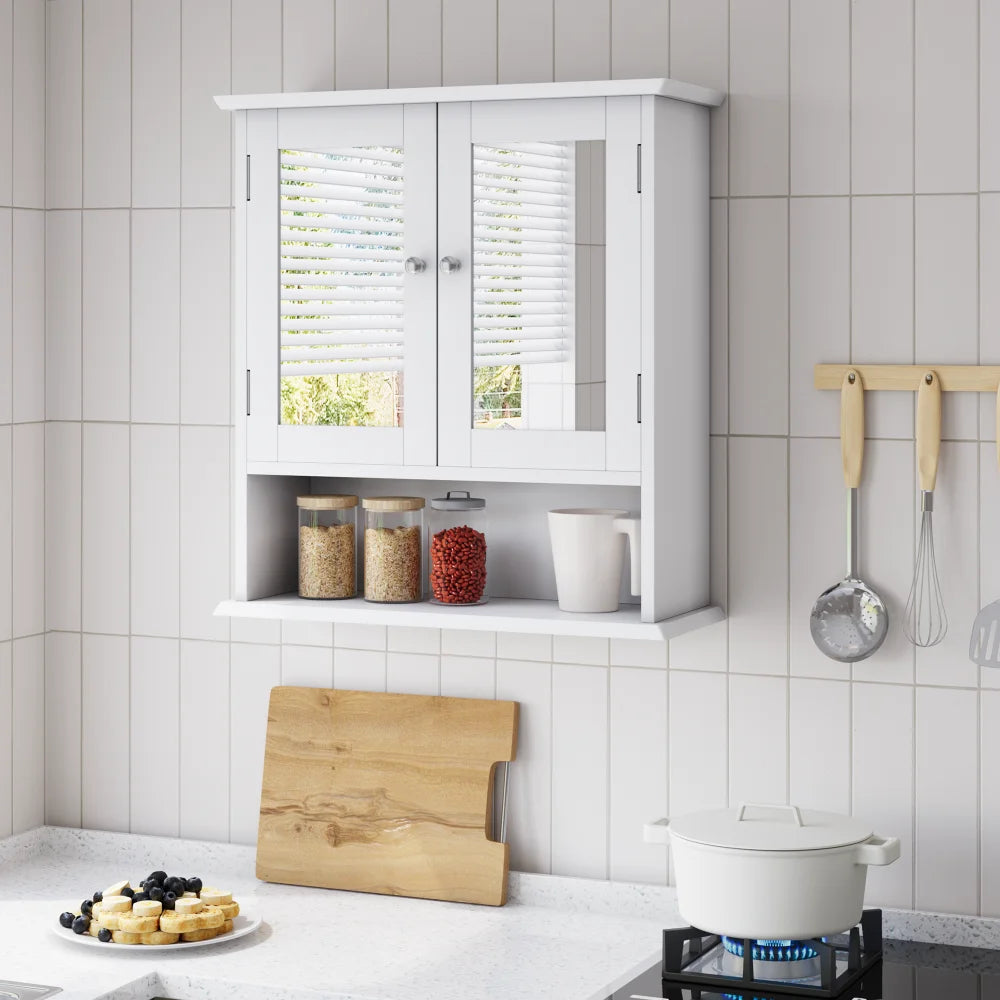 Armoire de toilette blanche étagère ajustable