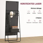 Miroir industriel noir tablette et crochets