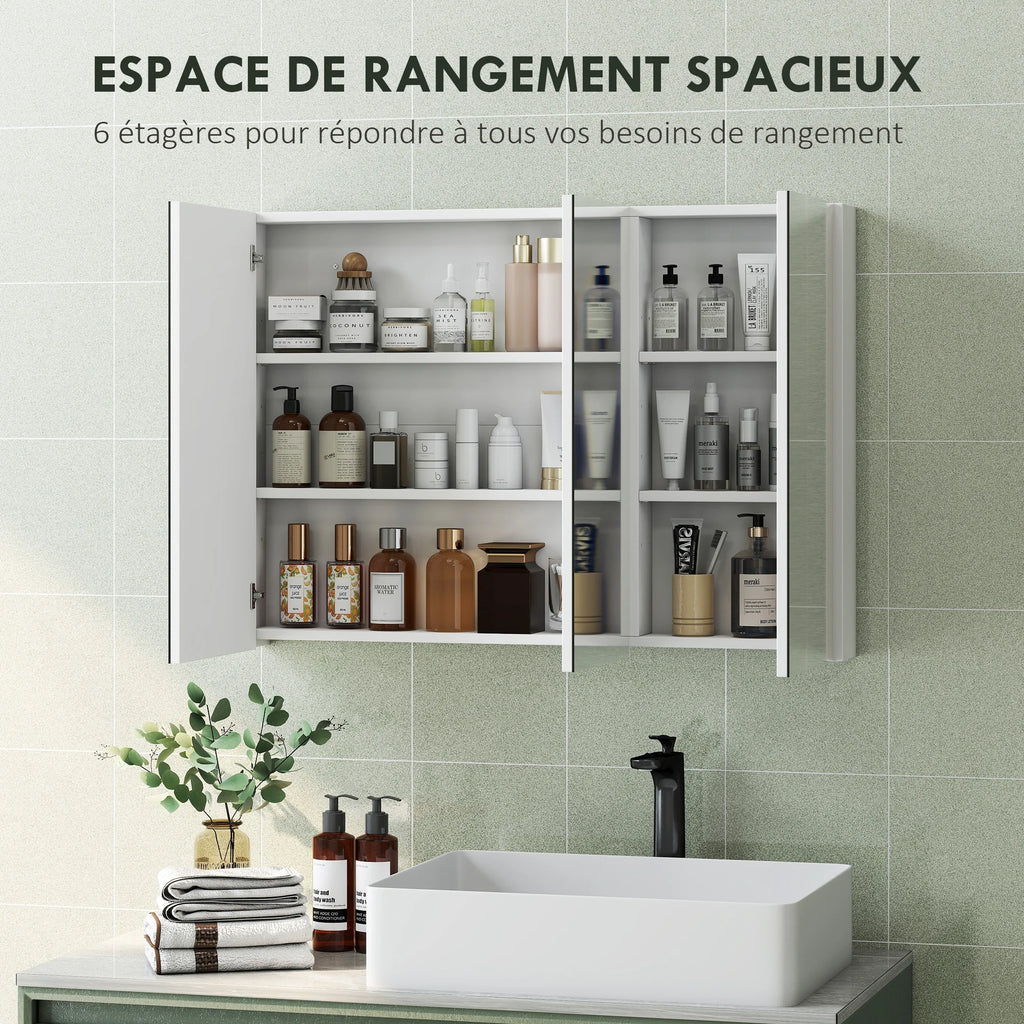 Armoire de toilette miroir 3 portes HOMCOM