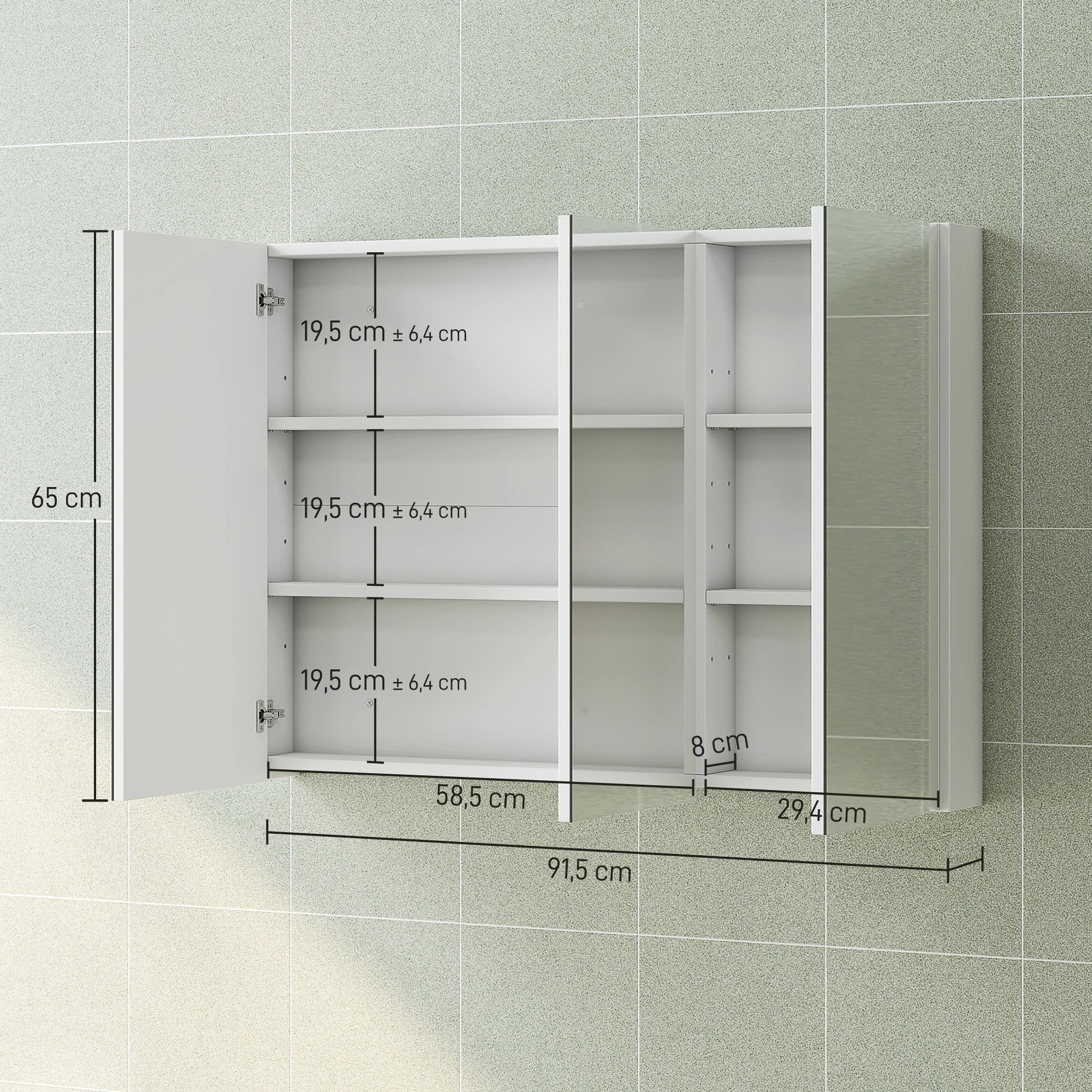 Armoire de toilette miroir 3 portes HOMCOM