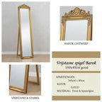 Miroir sur pied baroque doré