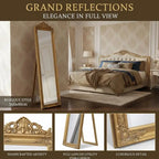 Miroir sur pied baroque doré