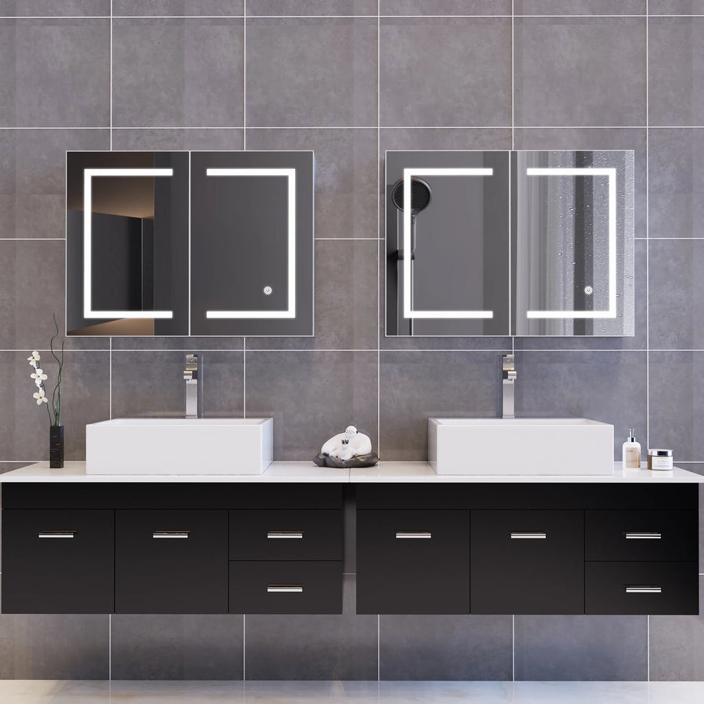 Armoire de toilette LED anti-buée blanche