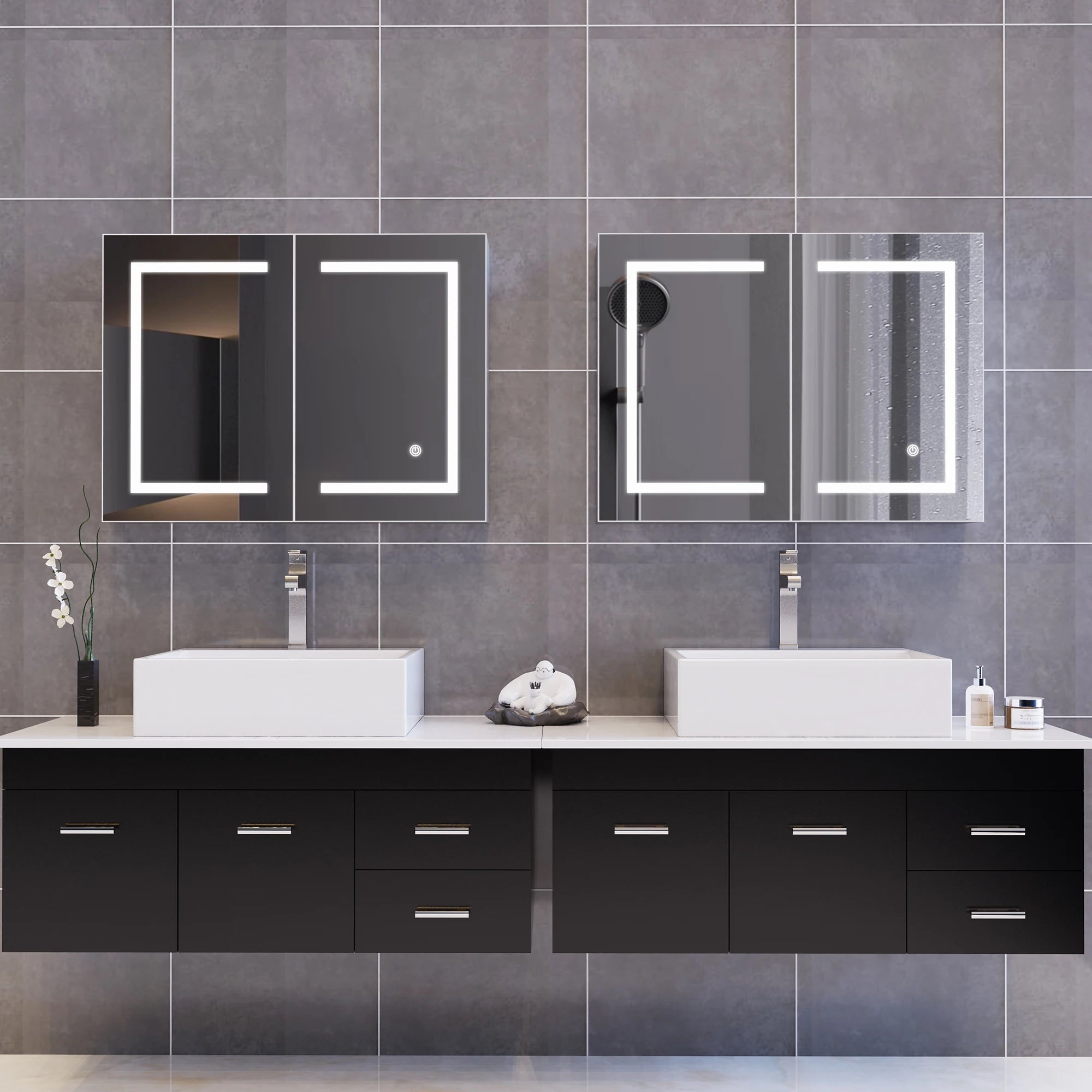 Armoire de toilette LED anti-buée blanche