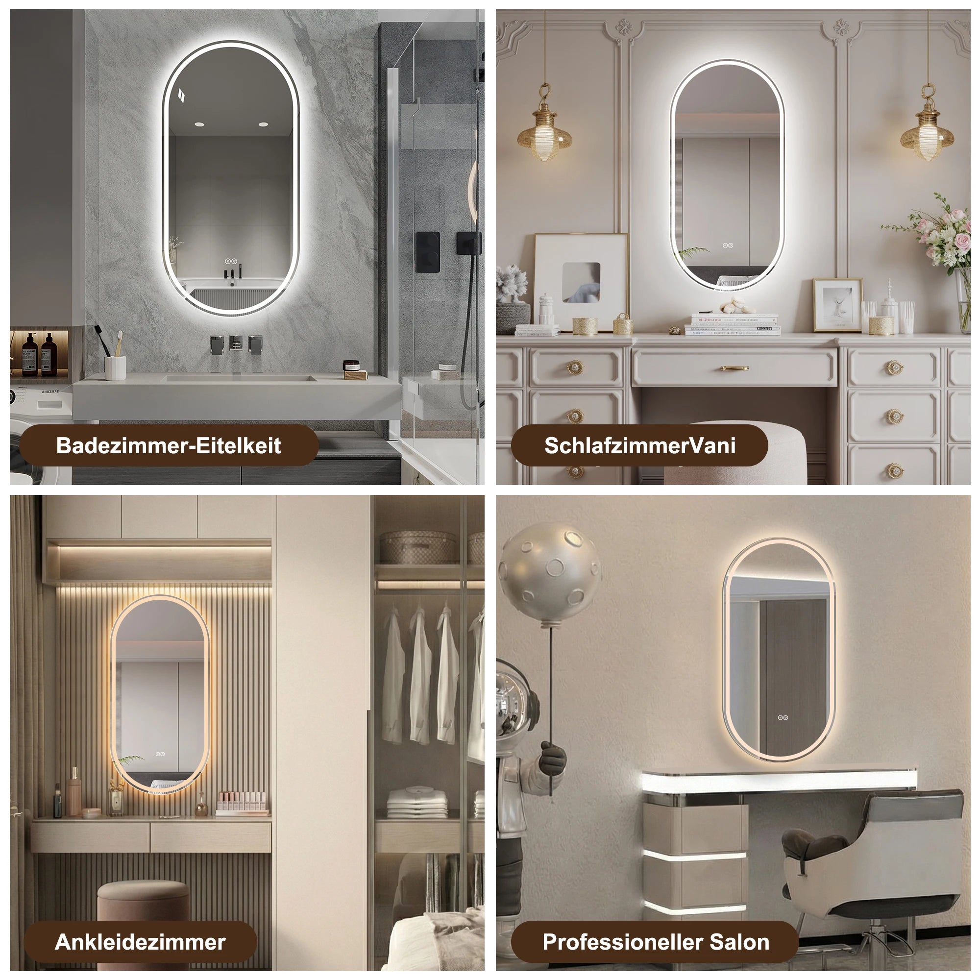 Miroir intelligent ovale sans cadre