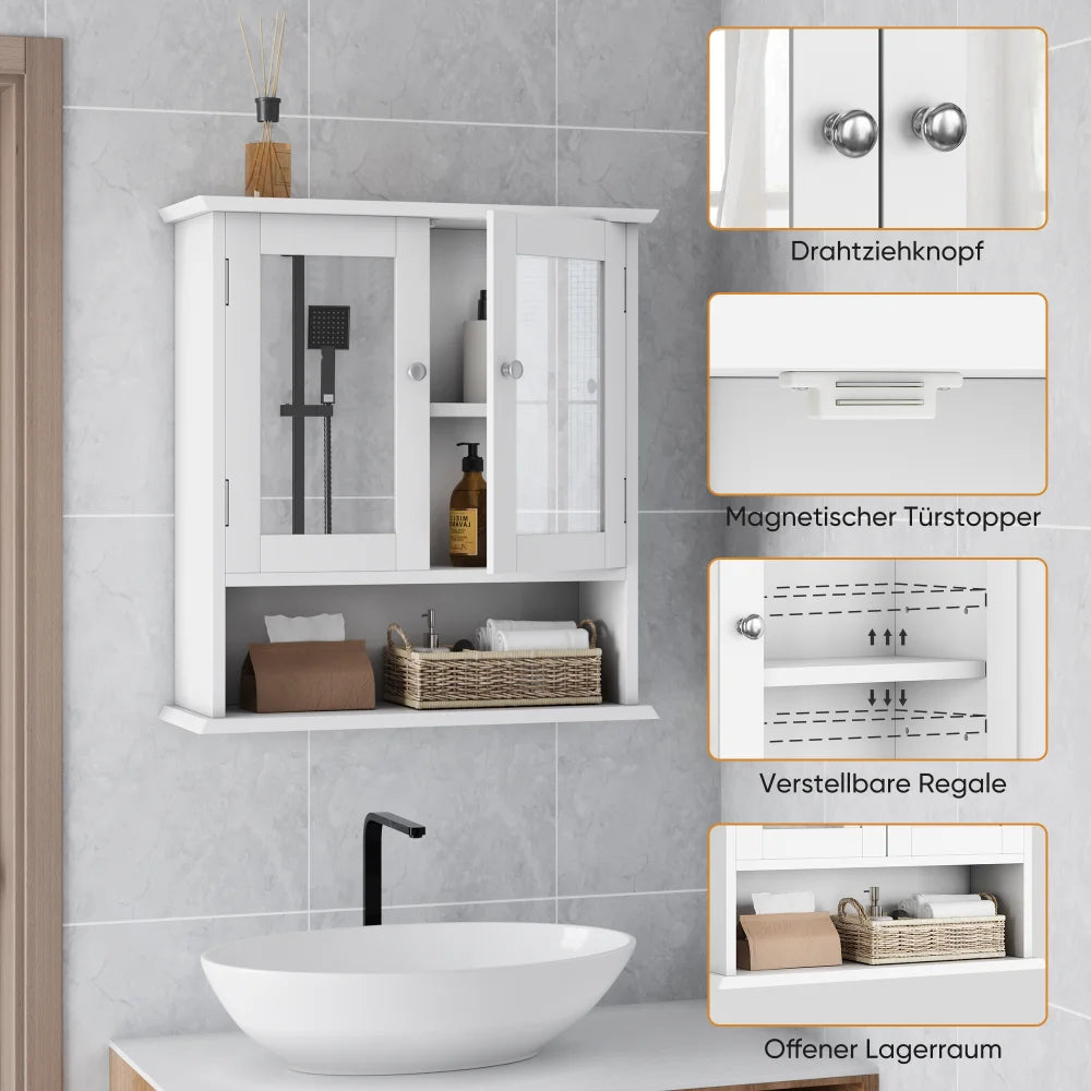 Armoire de toilette blanche étagère ajustable