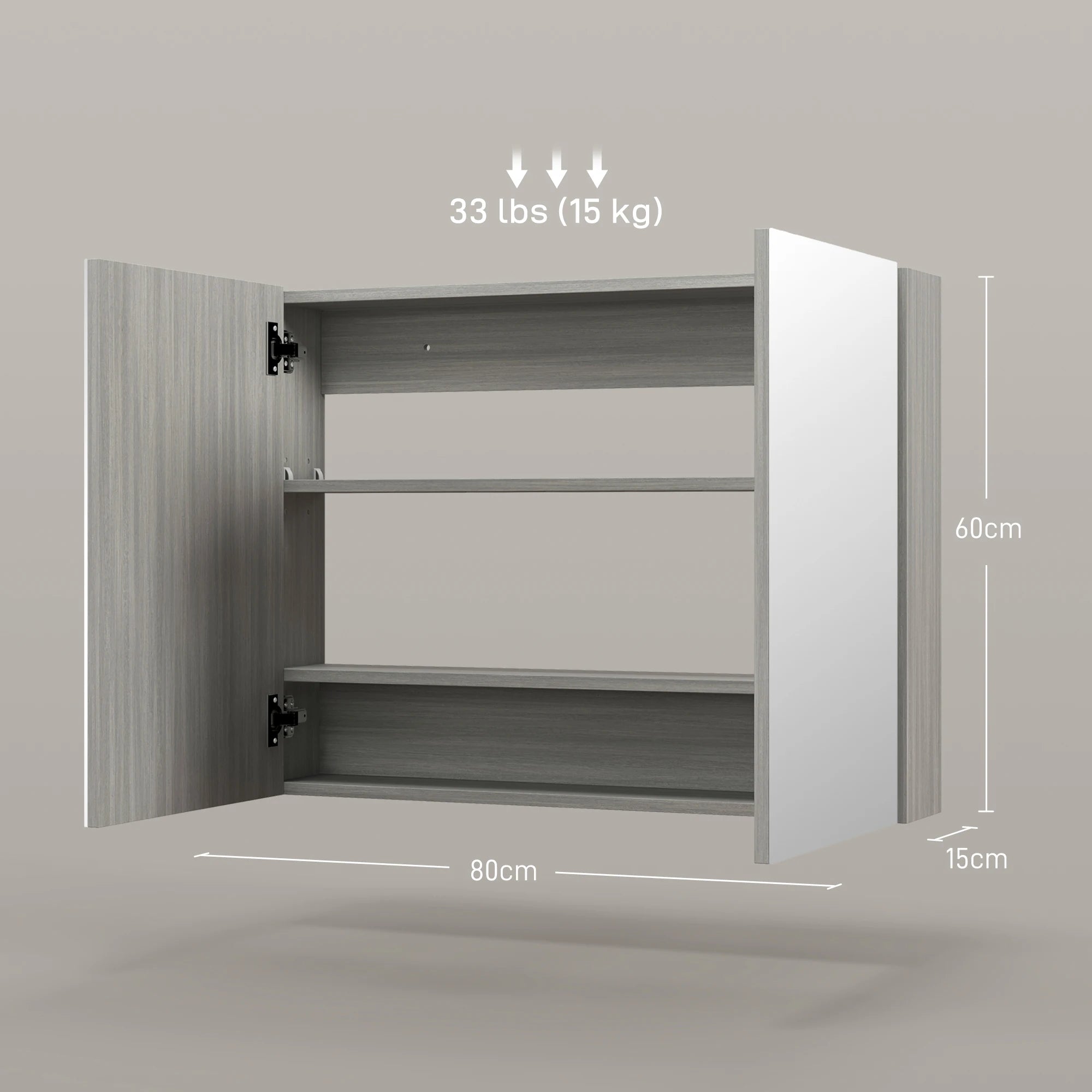 Armoire de toilette grise grand format