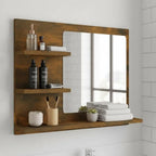 Miroir salle de bain tablette chêne fumé