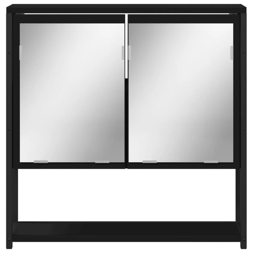 Armoire de toilette noire bois grand rangement