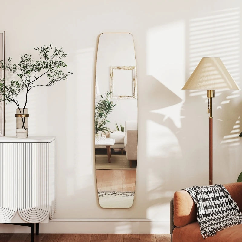 Miroir style fenêtre doré ovale allongé
