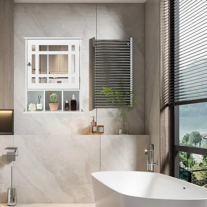 Armoire de toilette miroir murale blanche