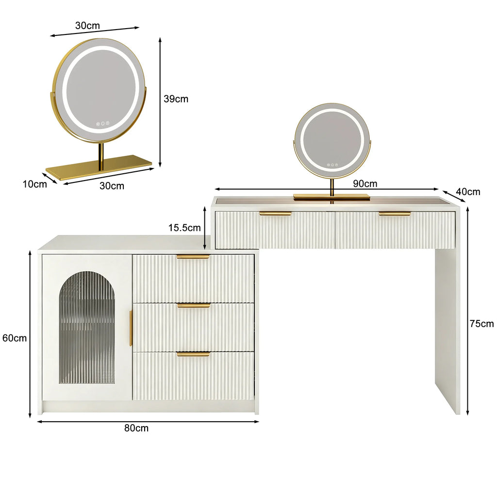 Coiffeuse extensible miroir LED