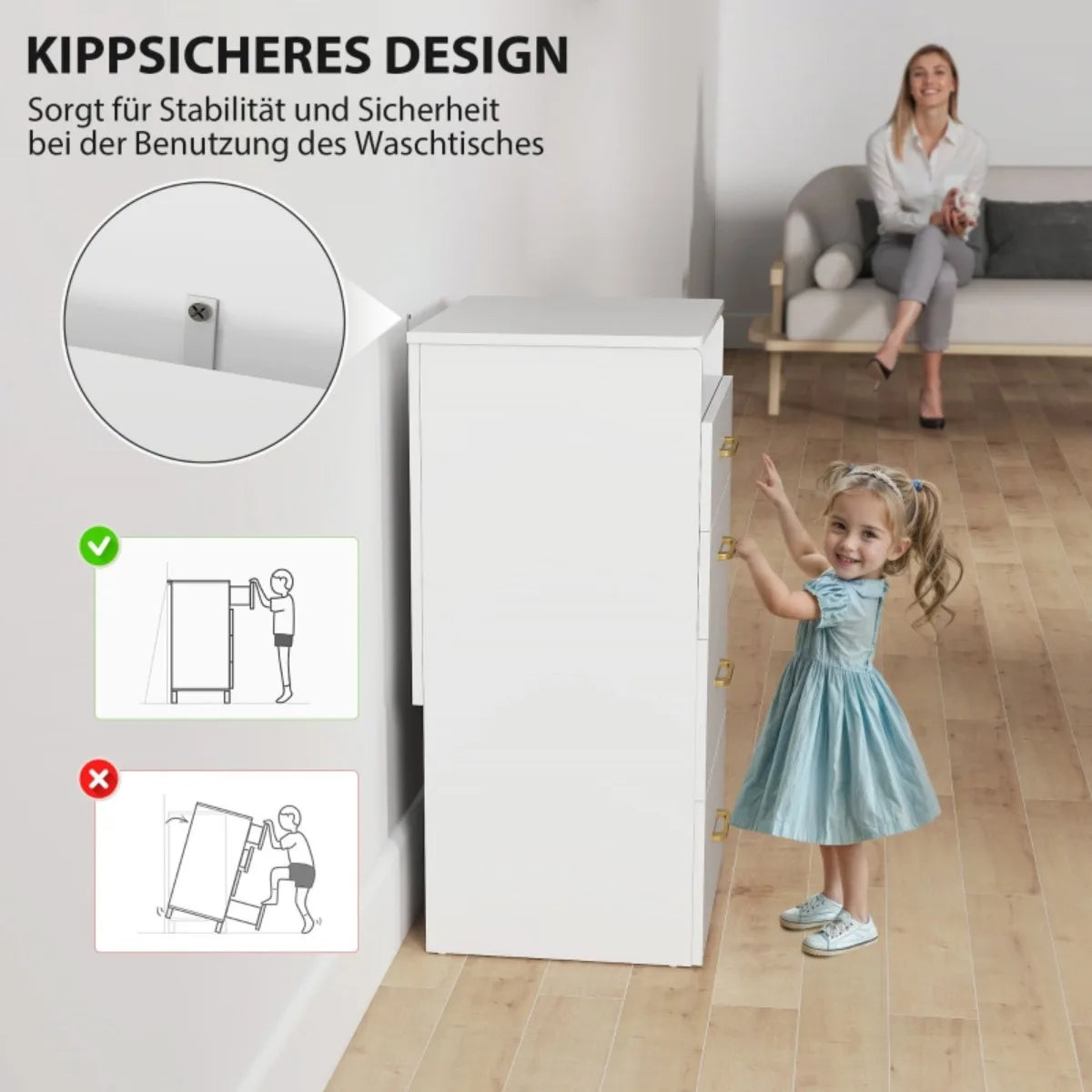Coiffeuse blanche 3-en-1 avec tabouret