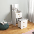 Coiffeuse blanche 3-en-1 avec tabouret