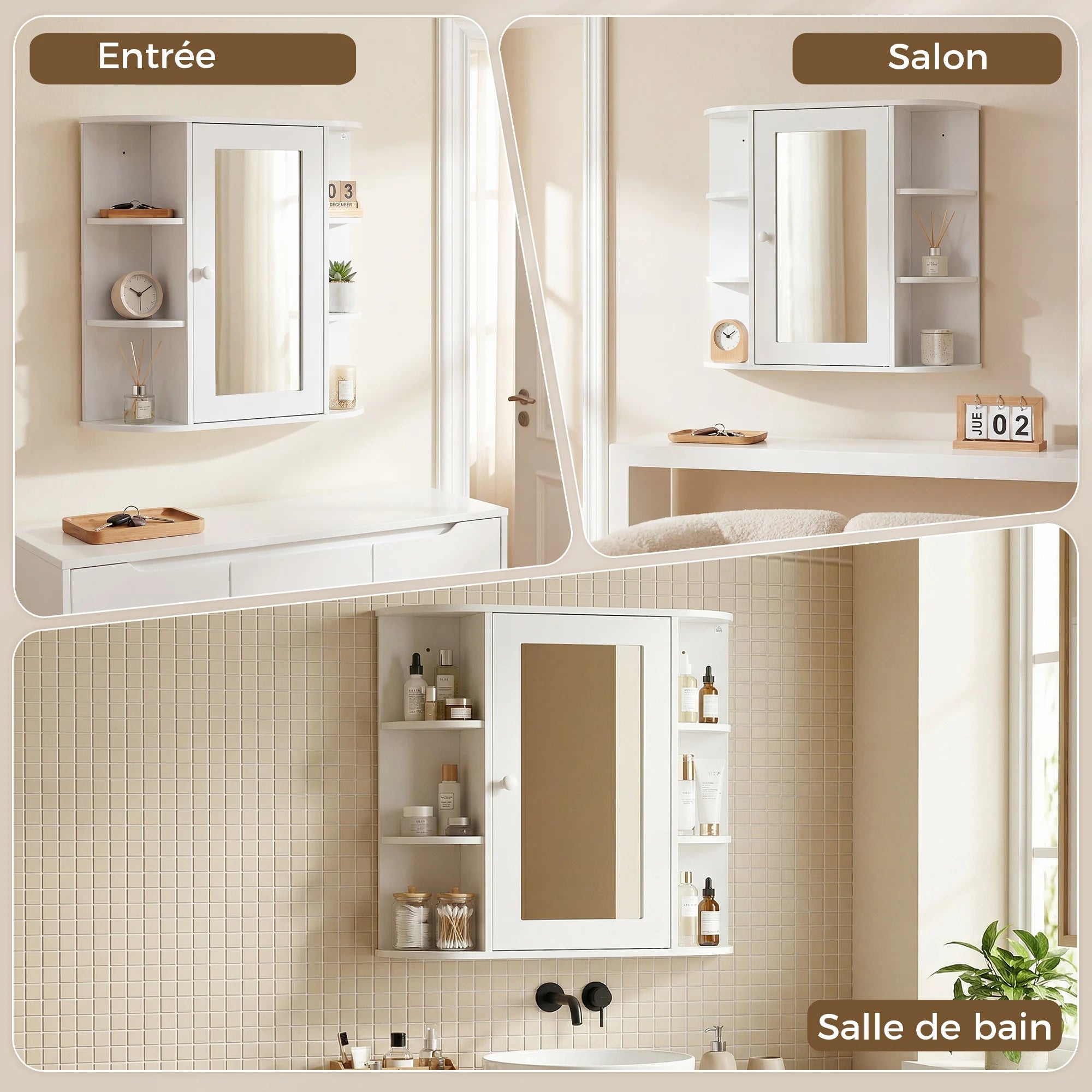Armoire de toilette compacte 1 porte
