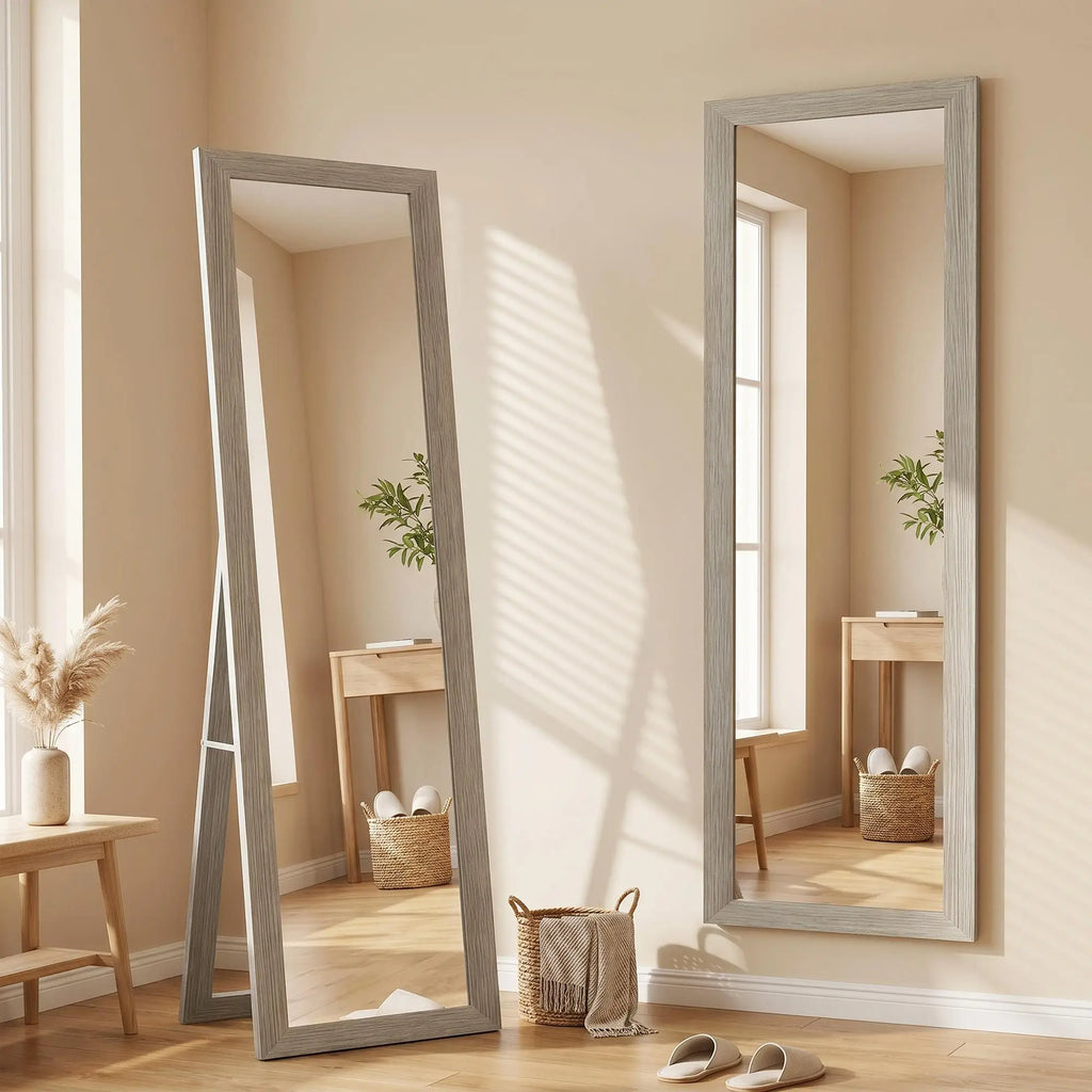 Miroir pleine longueur cadre bois gris