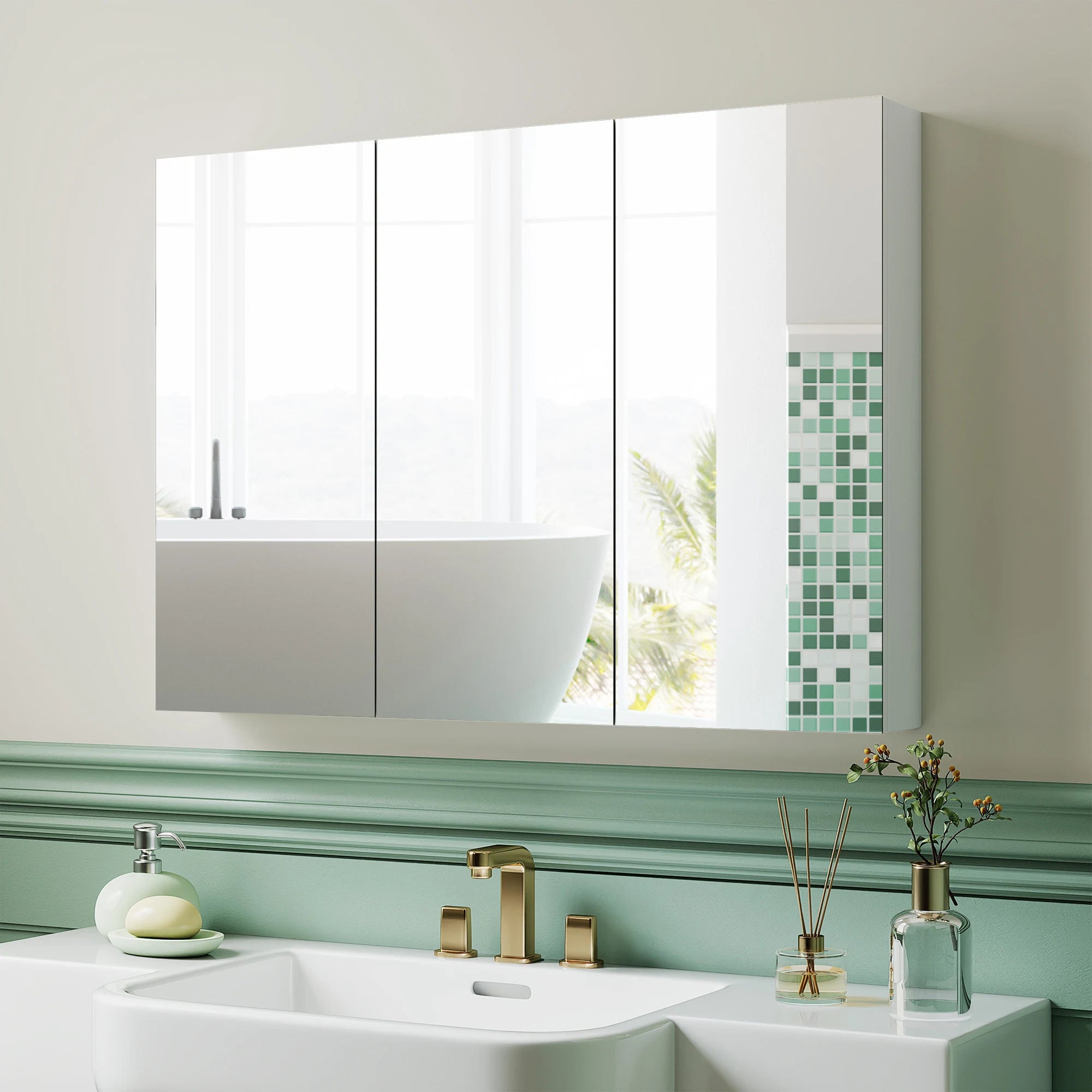 Armoire de toilette miroir 3 portes HOMCOM
