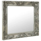 Miroir mural baroque argenté carré