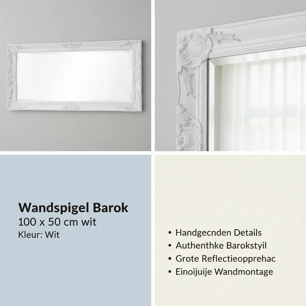 Miroir mural baroque blanc en relief