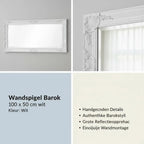 Miroir mural baroque blanc en relief