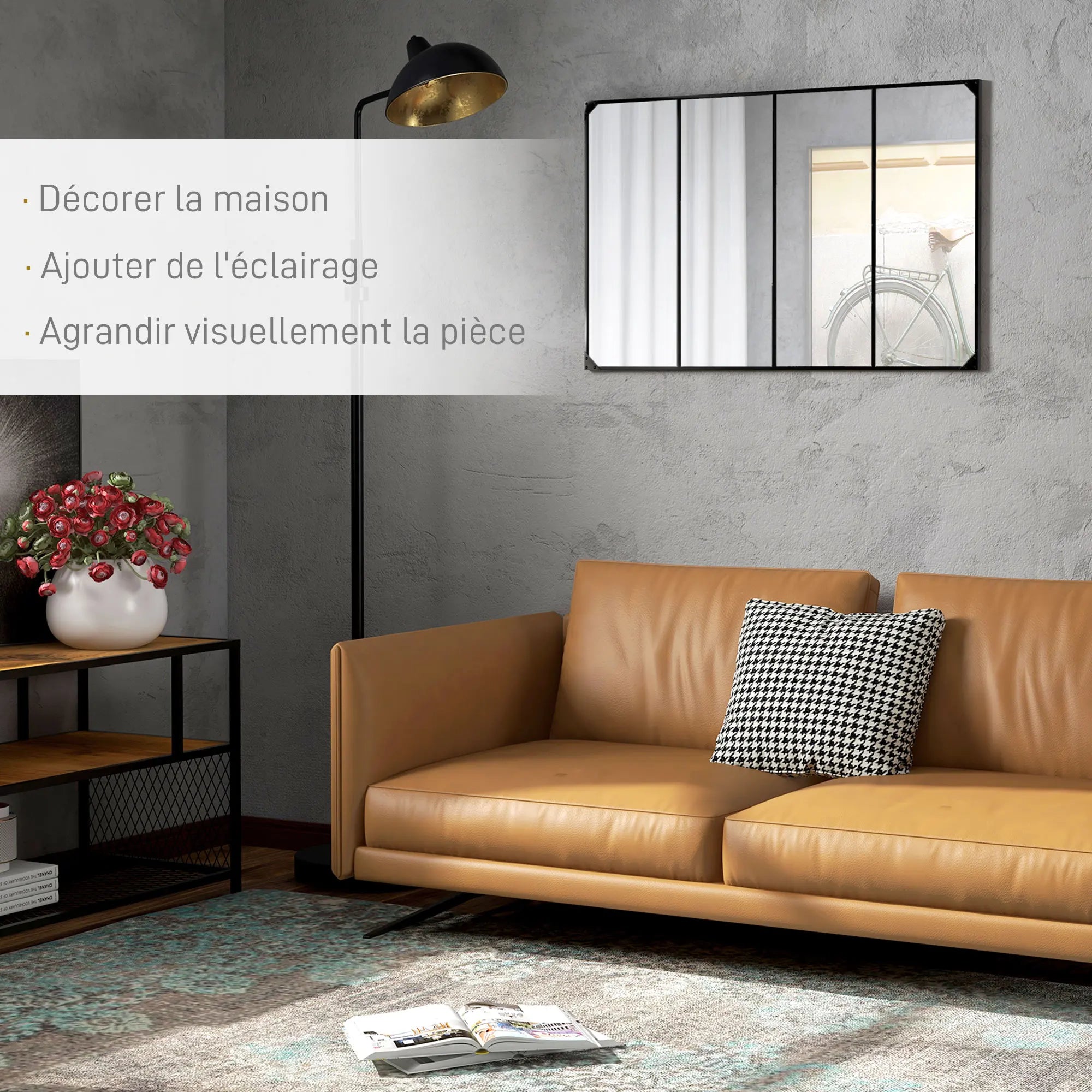 Miroir rectangulaire industriel noir