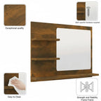 Miroir salle de bain tablette chêne fumé