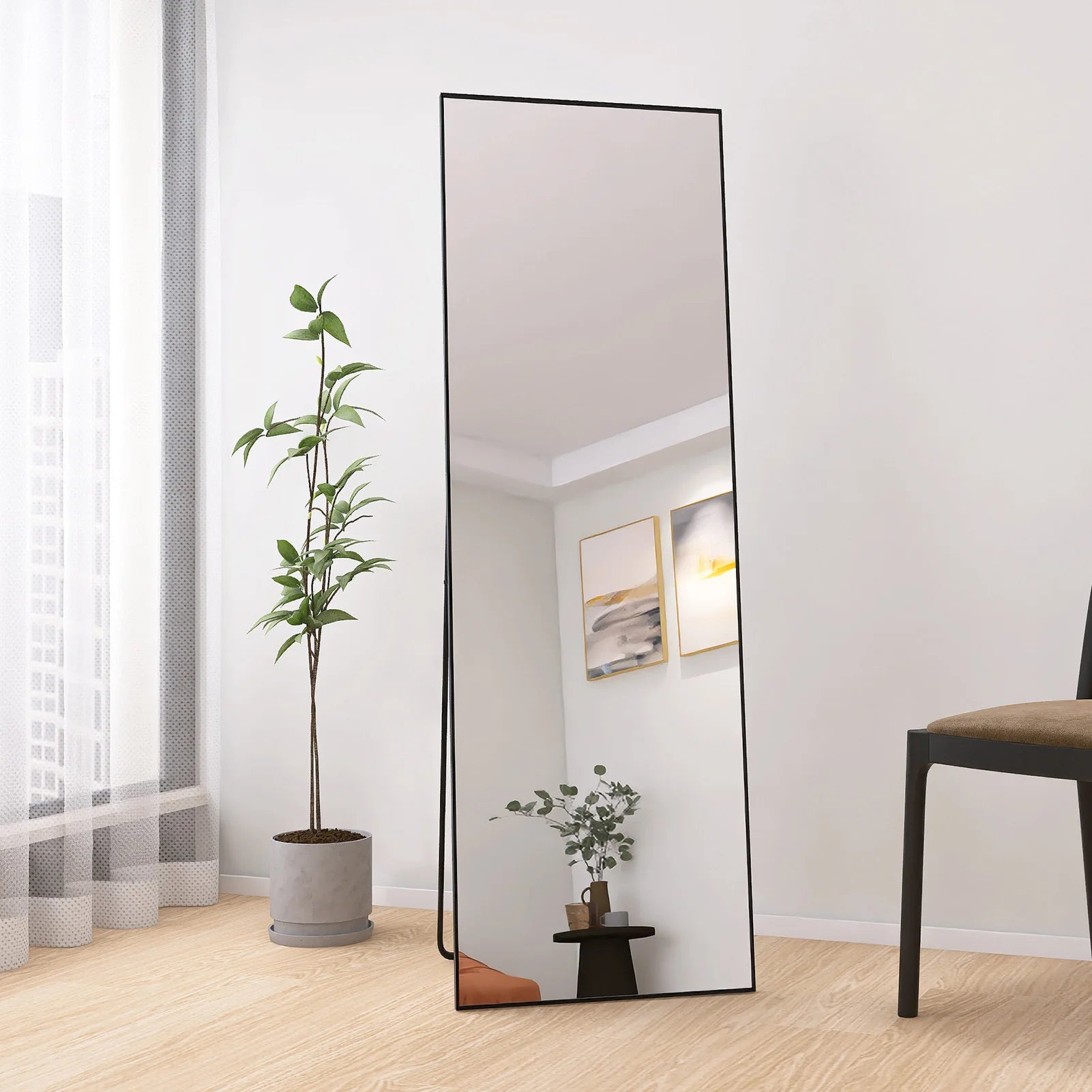 Miroir pleine longueur cadre aluminium noir