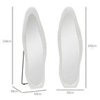 Miroir pleine longueur ondulé velours blanc