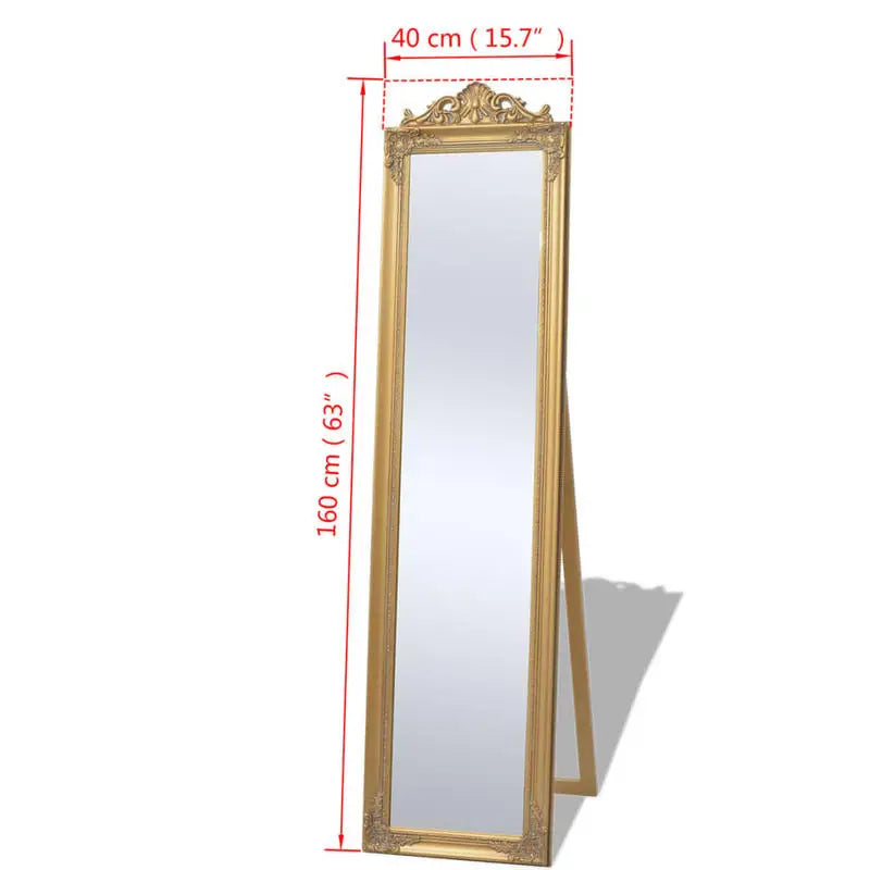 Miroir sur pied baroque doré