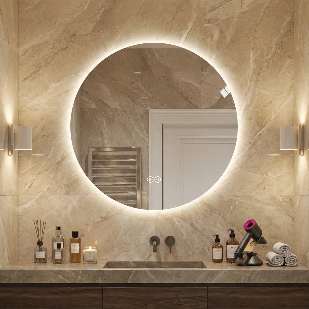 Miroir LED rond double halo