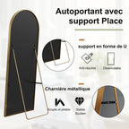 Miroir sur pied incurvé aluminium