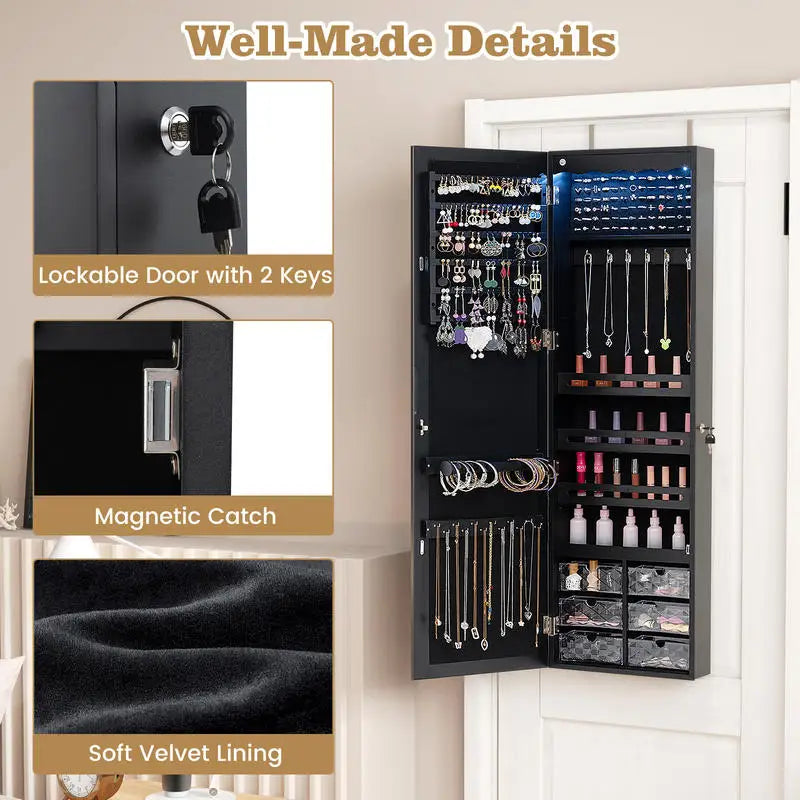 Armoire à bijoux suspendue miroir pleine longueur