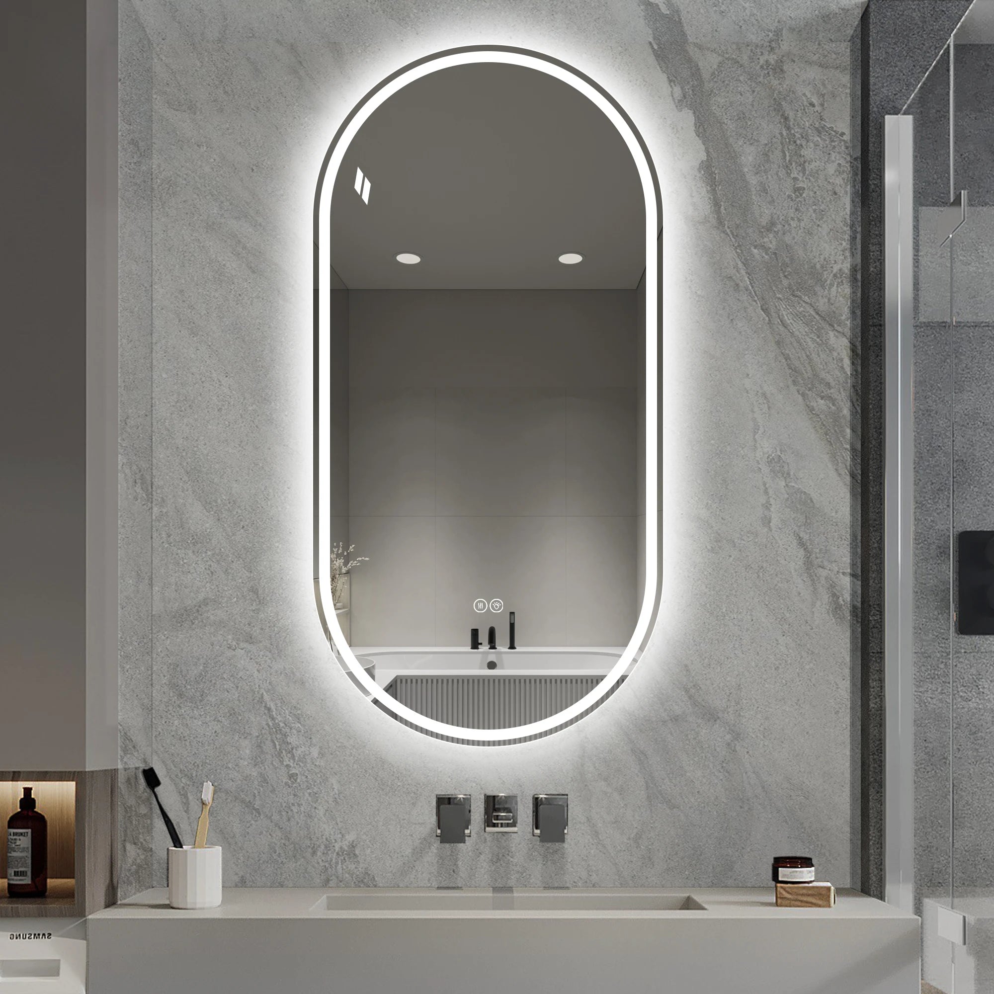 Miroir intelligent ovale sans cadre