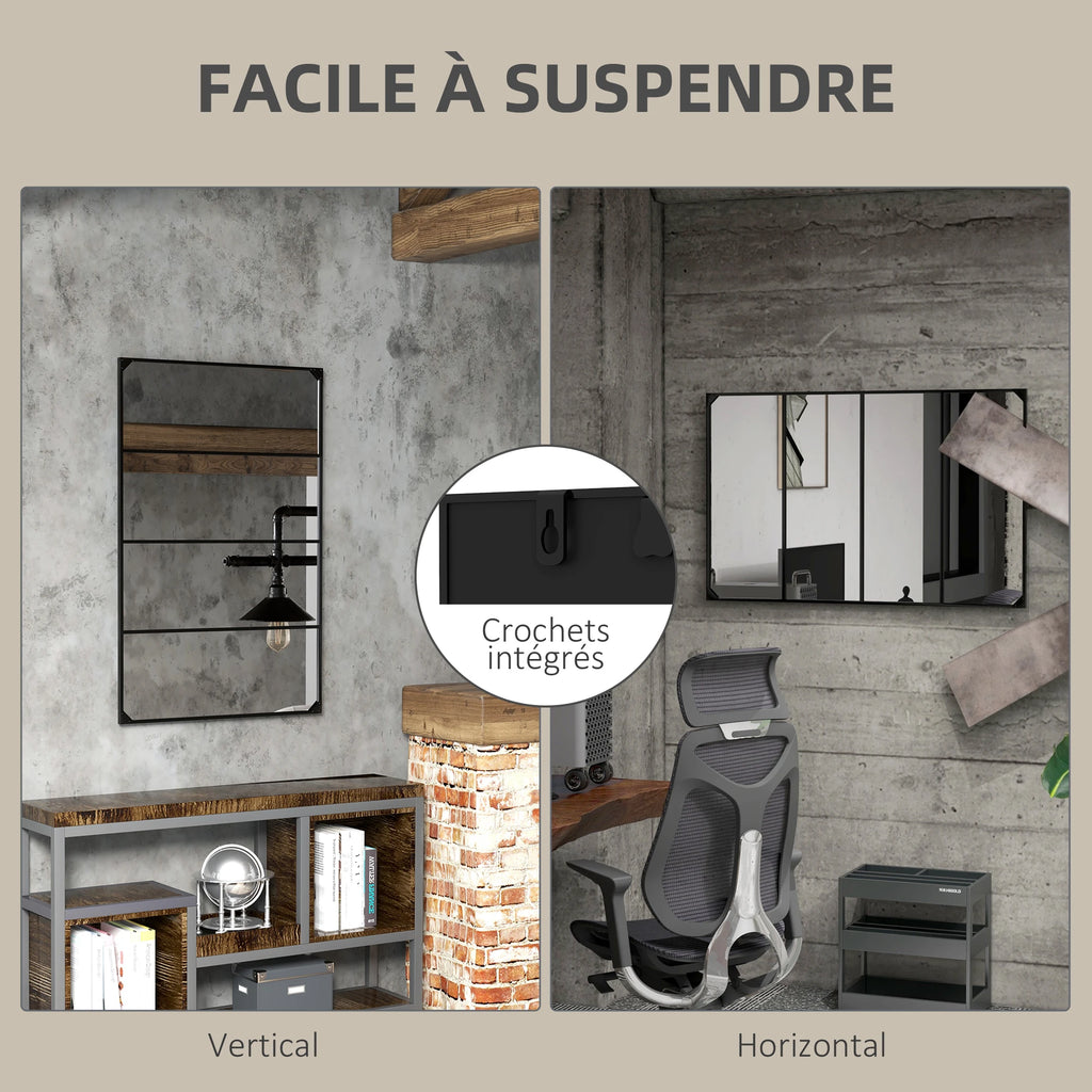 Miroir rectangulaire industriel noir