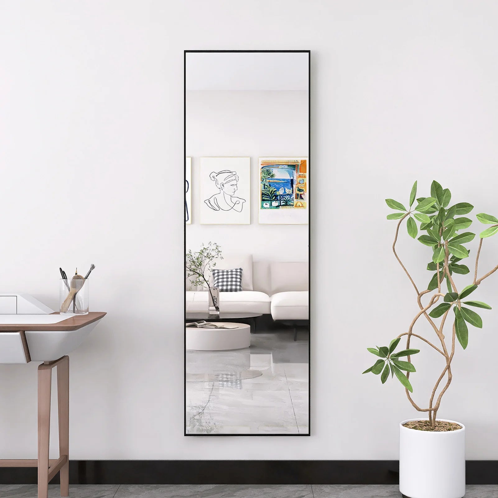 Miroir pleine longueur cadre aluminium noir