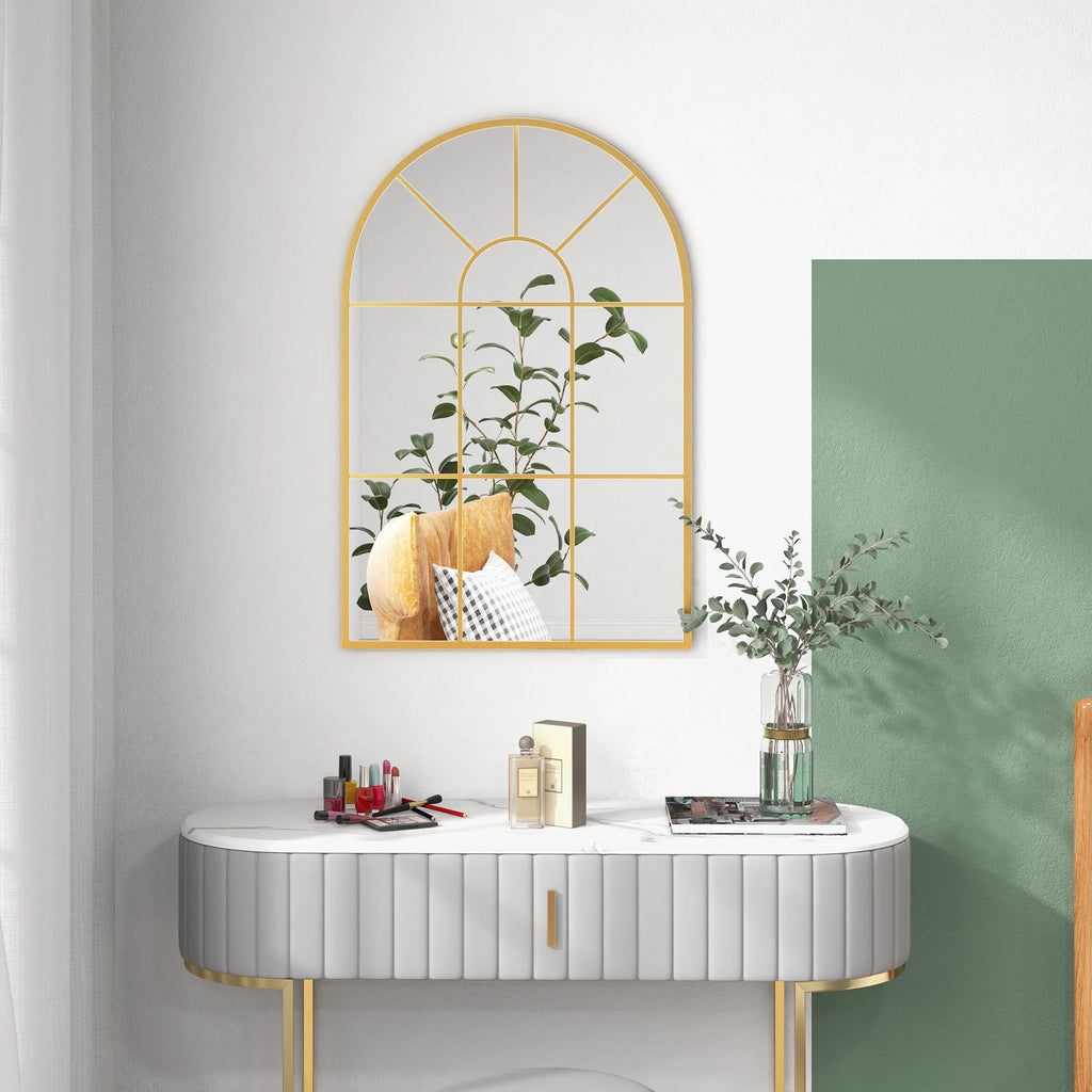 Miroir style fenêtre doré couloir