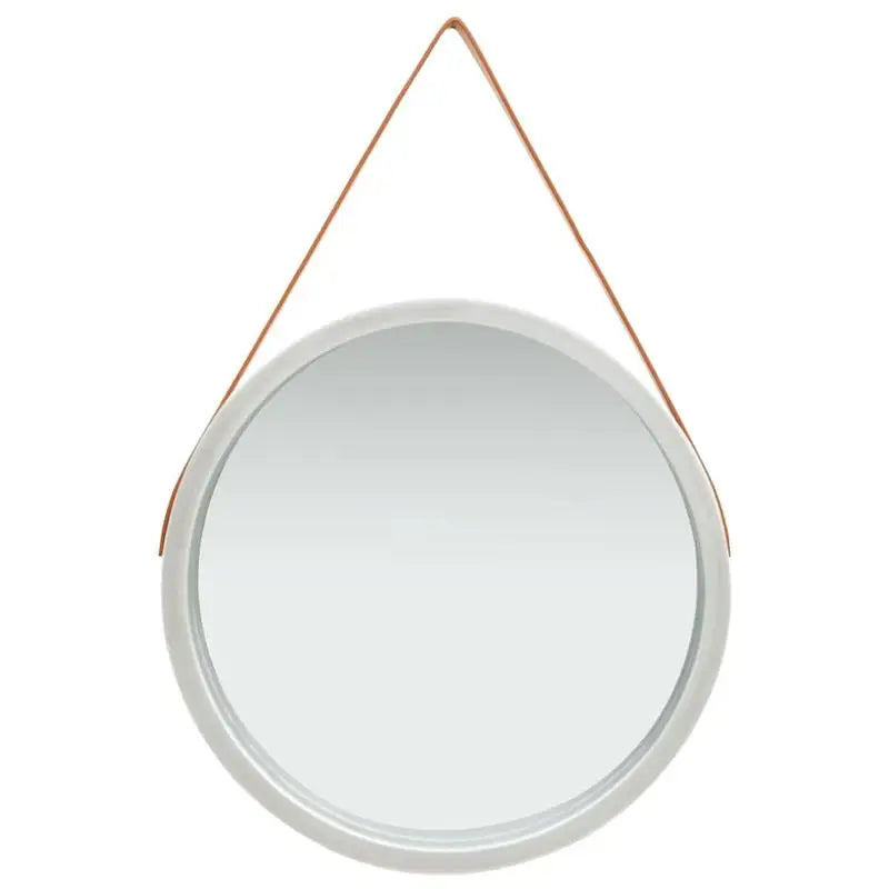 Miroir rond sangle cuir vintage