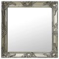 Miroir mural baroque argenté carré