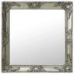 Miroir mural baroque argenté carré