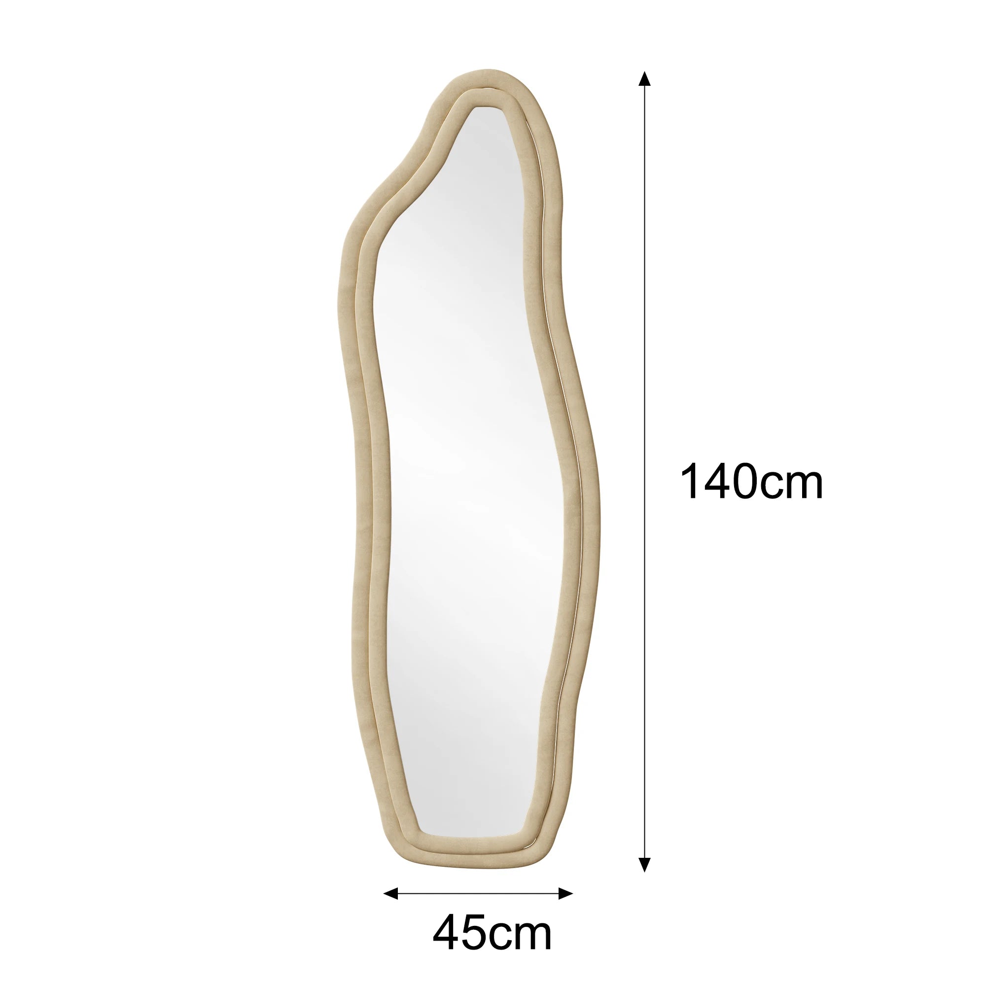 Miroir sur pied ondulé asymétrique flanelle