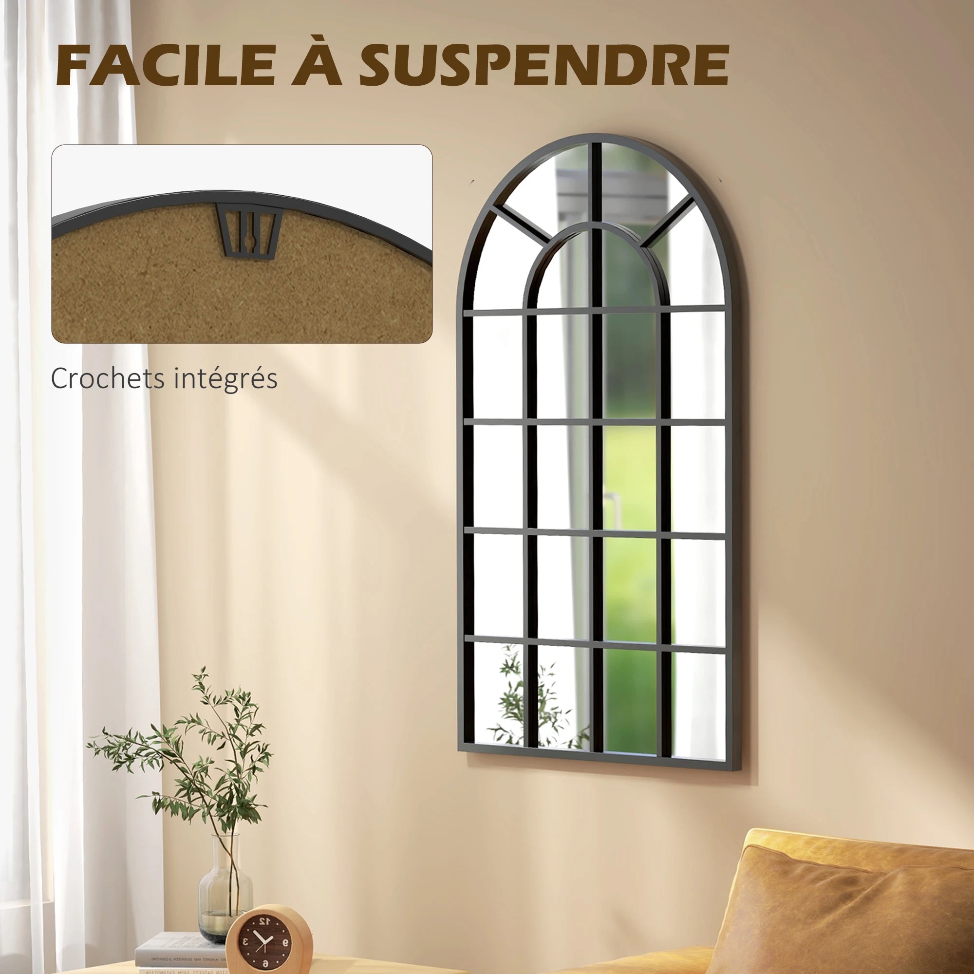 Miroir arche industriel noir HOMCOM